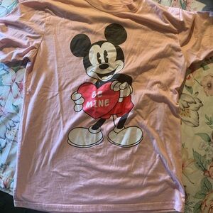 Disney Pink Mickey Mouse Heart Short Sleeve Graphic Tee Size Small